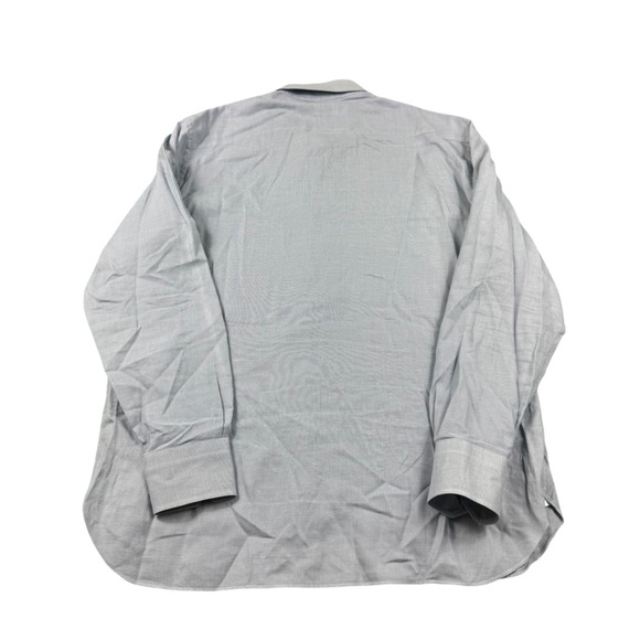 Ermengildo Zegna Blue White Patten Current Trofeo Cotton Button Front Size 17.5 - Picture 3 of 7